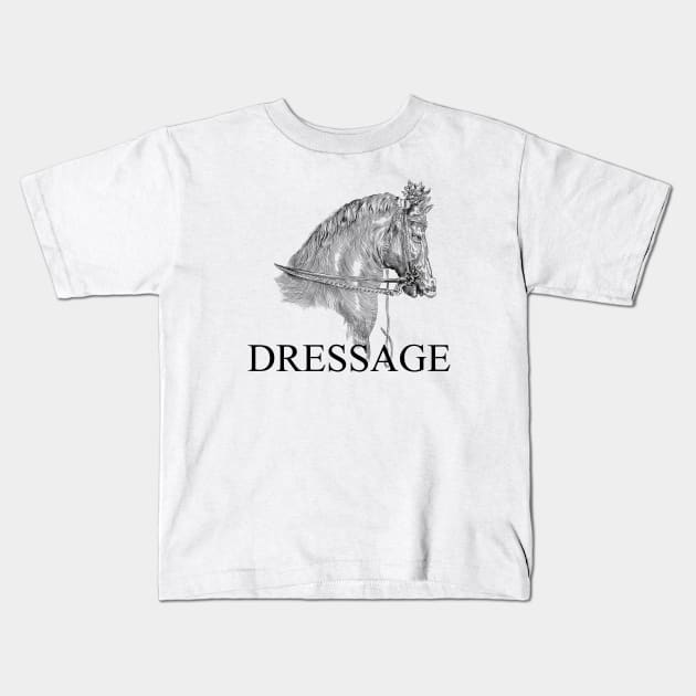 Dressage Horse Illustration with Text Kids T-Shirt by Biophilia